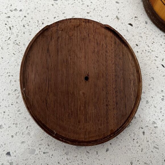 Vintage Hand Turned Wooden Ribbed Trinket Jewelry Box & Lid Handmade 4” READ - Picture 6 of 8